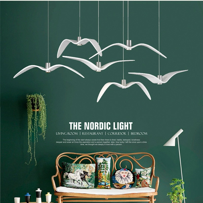 LED Seagull Pendant Light Art White Seagull SKU# LIG0041